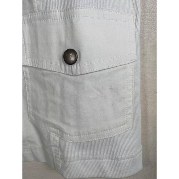 Zenergy Womens Size 0 White Zipper Jacket Top Knit insert Lace Embroidered Trim - Picture 12 of 12